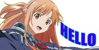 😃 HELLO Anime, Chica, Hola, Saludo, Personaje, Ilustración telegram sticker