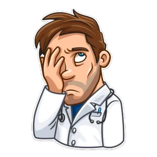 🤦 médico, facepalm, desapontamento, exausto, médico, frustração, cansado telegram sticker