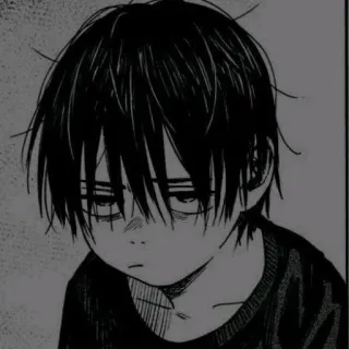 😑 Anime, Triste, Ragazzo, Manga, Monocromatico telegram sticker