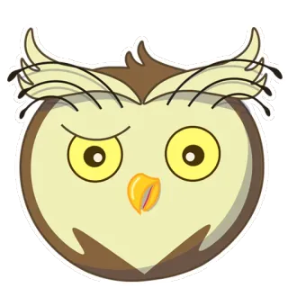 😧 sowa, ptak, kreskówka, naklejka, słodki, zwierzę whatsapp sticker