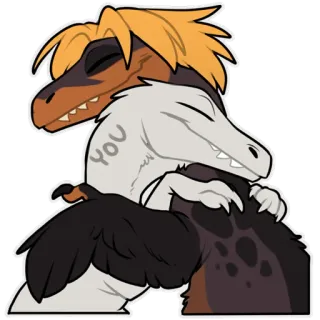 ❤️ YOU dinosauro, abbraccio, amore, amicizia, cartoni animati, affetto, carino whatsapp sticker