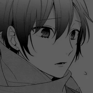 🪡 Anime, Manga, Potret, Hitam putih, Sedih, Anak laki-laki telegram sticker