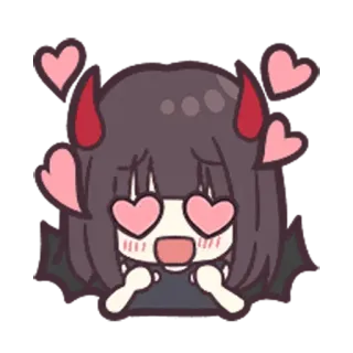 😍 Anime, Dämon, Kawaii, Niedlich, Liebe, Herzen telegram sticker