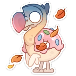 😅 Cartone animato, Uccello, Carino, Dodo, Animale, Adesivo whatsapp sticker