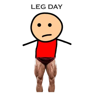 💪 LEG DAY 脚の日, フィットネス, 運動, ユーモア, 漫画, ジム, ウェイトリフティング telegram sticker