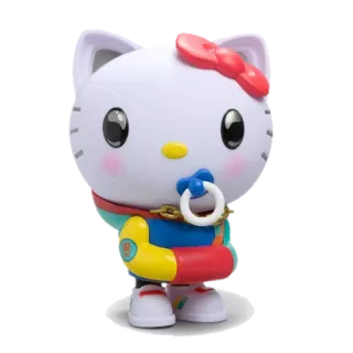 🥺 Hello Kitty cartoon, kawaii, cute, cat, pacifier, bow telegram sticker