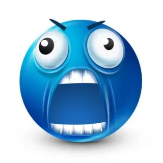 😦 en colère, emoji, bleu, visage, expression telegram sticker
