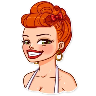 😁 dibujos animados, mujer, retro, peinado, sonriendo telegram sticker