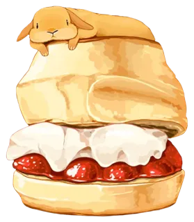 🐰 coelho, coelhinho, morango, bolo de morango, sobremesa, comida, animal telegram sticker