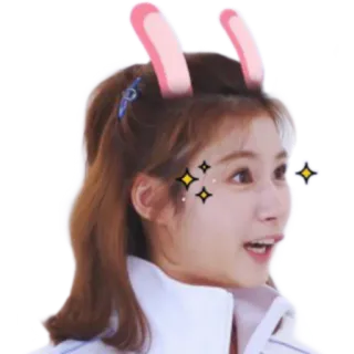 🤩 mulher, brilho, orelhas de coelho, fofo, rosto, retrato telegram sticker