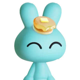 🔵 bunny, rabbit, pancake, cute, breakfast, cartoon, animal, dessert whatsapp sticker