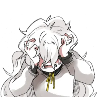 😭 animé, manga, stressé(e), frustré(e), cheveux blancs, dessin animé telegram sticker