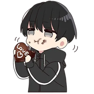 😋 LOVE amour, chocolat, mignon, dessin animé, animé, manger, sucré telegram sticker