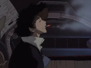 🚬 Spike Spiegel Cowboy Bebop anime, cowboy bebop, spike spiegel, fumando, cigarro, espaço telegram sticker