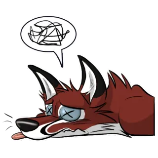 😵 raposa, animal, desenho animado, exaustão, cansado, triste, morto, adesivo telegram sticker