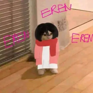 ⚔️ Eren Yeager Attack on Titan EREN anime, cat, eren yeager, attack on titan, meme telegram sticker