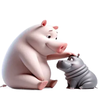 ☺️ cerdo, hipopótamo, animal, dibujos animados, lindo, amistad, afecto telegram sticker