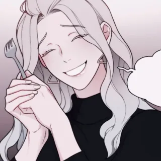 🌨 vrouw, eten, vork, blij, anime, schattig, glimlachend whatsapp sticker