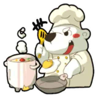 👨‍🍳 Koch, Bär, Kochen, Essen, Ei, Cartoon telegram sticker