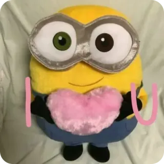 😃 Minion Despicable Me I U minion, heart, love, plushie, stuffed animal, i love you, cute telegram sticker