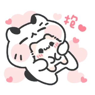 ✳️ 抱 cat, cats, kawaii, cute, hug, hearts, love whatsapp sticker