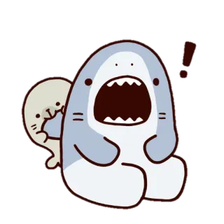 ‼ サメ, アザラシ, 可愛い, 漫画, ステッカー, 動物 telegram sticker