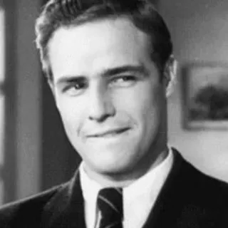 〰 Marlon Brando Mann, Schauspieler, Porträt, Schwarzweiß, Klassiker, Film whatsapp sticker