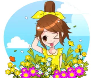 😶 Desenho animado, Menina, Flores, Natureza, Fofo whatsapp sticker