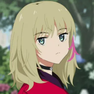 🍒 Anime, Ragazza, Capelli Biondi, Carina, Illustrazione, Girocollo, Capelli Rosa telegram sticker