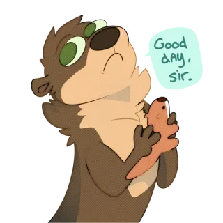 🙁 Good day, sir. otter, animal, cute, greeting telegram sticker