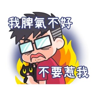 😡 我脾氣不好
不要惹我 Cartone animato, Arrabbiato, Gatto, Fuoco, Occhiali, Irritato telegram sticker