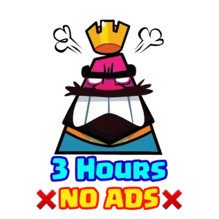 ❌ 3 HOURS
NO ADS clash royale, juego, sin anuncios, juego móvil, corona, rey whatsapp sticker