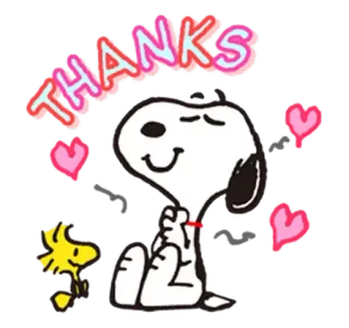 🙏 Snoopy THANKS Snoopy, Woodstock, Peanuts, thank you, hearts, friendship, gratitude telegram sticker