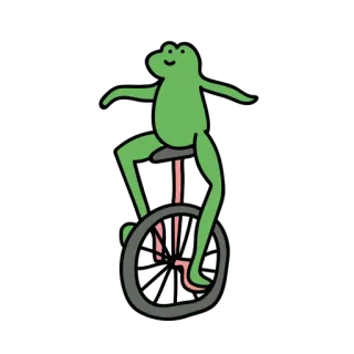 😀 Frosch, Einrad, Grün, Tier, Süß, Cartoon whatsapp sticker