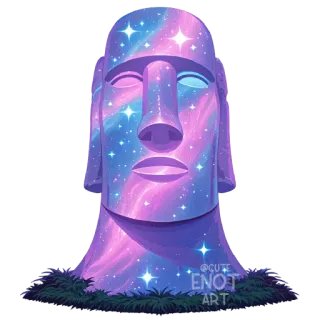 🌌 moai, easter island, stone head, statue, galaxy, outer space, art telegram sticker