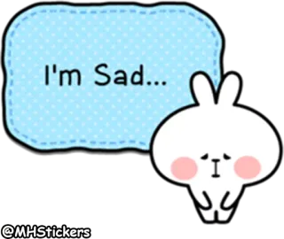 😔 I'm Sad... sedih, kelinci, kelinci, kartun, imut, ekspresi, perasaan telegram sticker