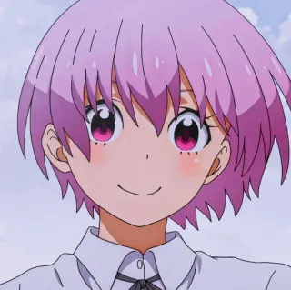 🌚 Anime, Mädchen, pinke Haare, süß, lächeln, Manga telegram sticker
