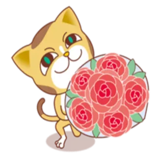 💐 Katze, Rosen, Blumen, Cartoon, süß, Tier telegram sticker