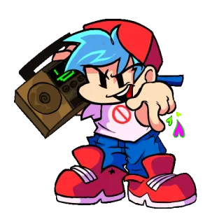 ⬇️ Boyfriend Friday Night Funkin' Friday Night Funkin', Boyfriend, musique, jeu, dessin animé, personnage whatsapp sticker