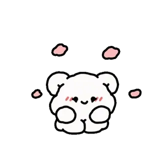💬 urso, fofo, kawaii, animal, desenho, urso branco whatsapp sticker