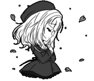 😢 anime, ragazza, triste, berretto, manga, arte whatsapp sticker
