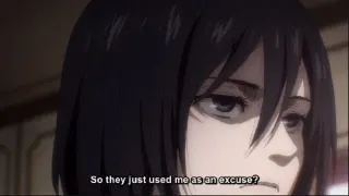 😠 Mikasa Ackerman Attack on Titan So they just used me as an excuse? Anime, L'Attaque des Titans, Mikasa, Capture d'écran, Triste, Animation Japonaise whatsapp sticker