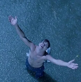 🤩 The Shawshank Redemption Escena de película, Lluvia, Libertad, Esperanza, Celebración telegram sticker