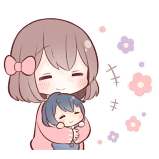 🤗 cute, anime, kawaii, cartoon, girl, hugging, character, illustration telegram sticker