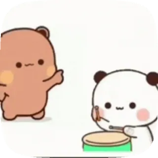 🥰 fofo, desenho animado, panda, urso, bateria, música telegram sticker