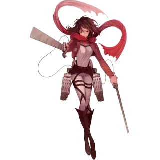 🗡 Mikasa Ackerman Attack on Titan Anime, Attack on Titan, Mikasa Ackerman, Manga, Personage, Wapens, Zwaarden telegram sticker