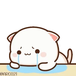 🙁 @ARC021 chat, pleurs, triste, dessin animé, animal, mignon, kawaii, émotionnel whatsapp sticker