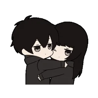 🤗 abrazo, anime, pareja, amor, dibujos animados telegram sticker