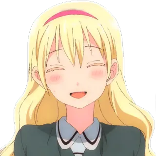 😊 anime, garota, sorrindo, feliz, desenho animado, cabelo loiro telegram sticker