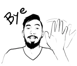 👋 man, waving, greeting, friendly, cartoon, portrait telegram sticker
